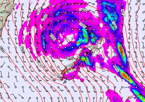 New Zealand forecast chart for Sunday, April 19th, 2026 at 6:00 PM