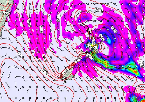 New Zealand forecast chart for Tuesday, April 21st, 2026 at 6:00 AM