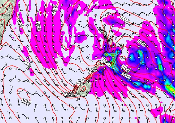 New Zealand forecast chart for Tuesday, April 21st, 2026 at 12:00 PM