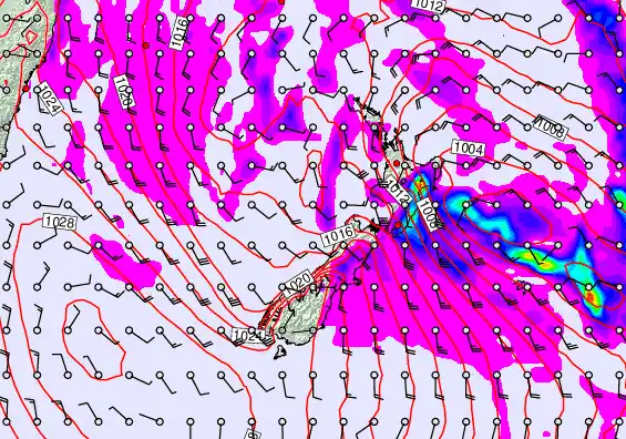 New Zealand forecast chart for Tuesday, April 21st, 2026 at 6:00 PM