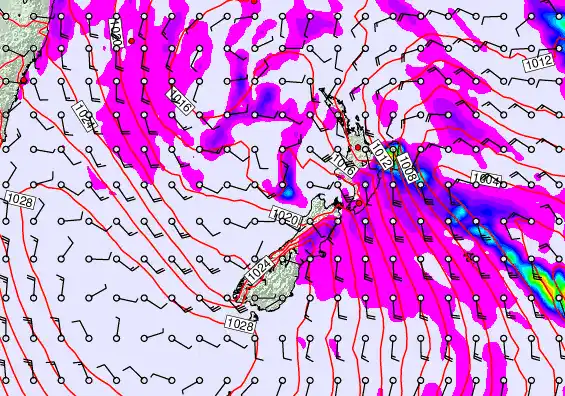 New Zealand forecast chart for Wednesday, April 22nd, 2026 at 12:00 AM