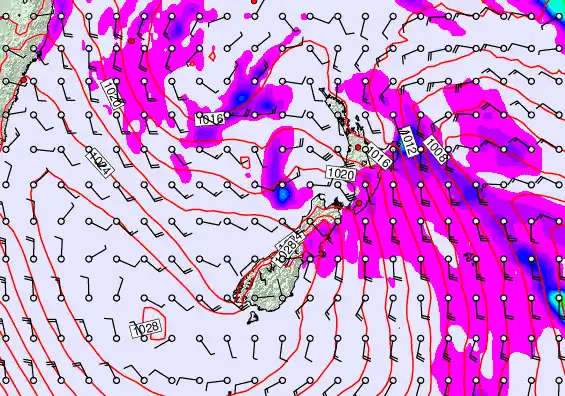 New Zealand forecast chart for Wednesday, April 22nd, 2026 at 6:00 AM
