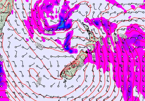 New Zealand forecast chart for Wednesday, April 22nd, 2026 at 12:00 PM