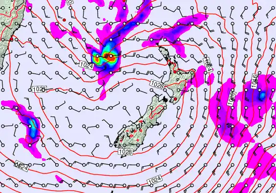 New Zealand forecast chart for Thursday, April 23rd, 2026 at 6:00 AM