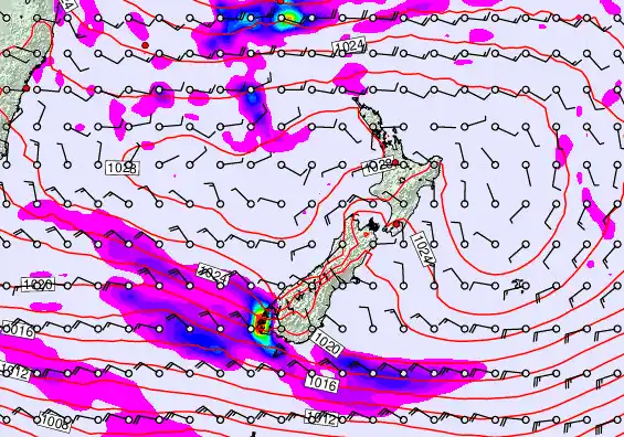 New Zealand forecast chart for Sunday, April 26th, 2026 at 12:00 AM
