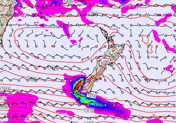 New Zealand forecast chart for Sunday, April 26th, 2026 at 12:00 PM