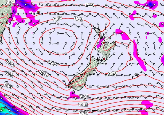 New Zealand forecast chart for Tuesday, April 28th, 2026 at 12:00 AM