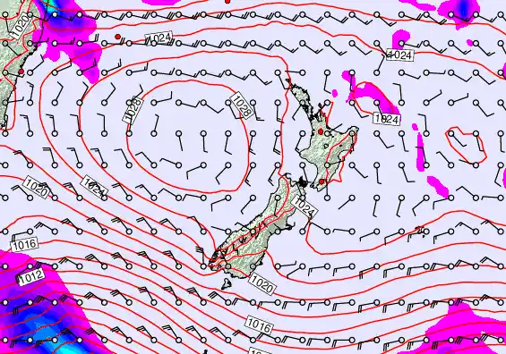New Zealand forecast chart for Tuesday, April 28th, 2026 at 6:00 AM