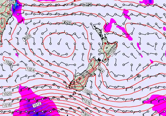 New Zealand forecast chart for Tuesday, April 28th, 2026 at 12:00 PM