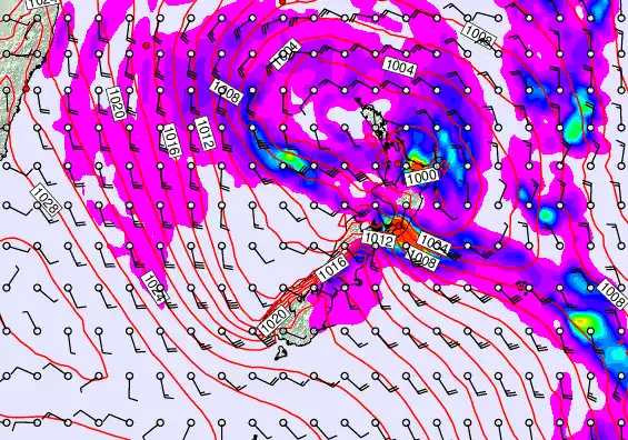 New Zealand forecast chart for Monday, April 20th, 2026 at 12:00 PM
