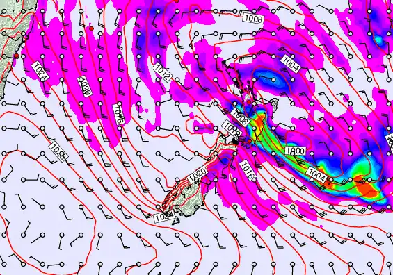 New Zealand forecast chart for Tuesday, April 21st, 2026 at 6:00 AM