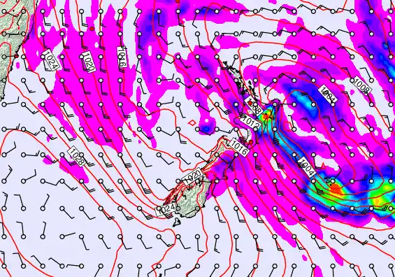 New Zealand forecast chart for Tuesday, April 21st, 2026 at 12:00 PM