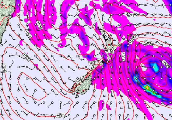 New Zealand forecast chart for Wednesday, April 22nd, 2026 at 12:00 AM