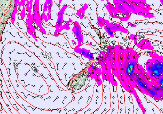 New Zealand forecast chart for Wednesday, April 22nd, 2026 at 6:00 AM