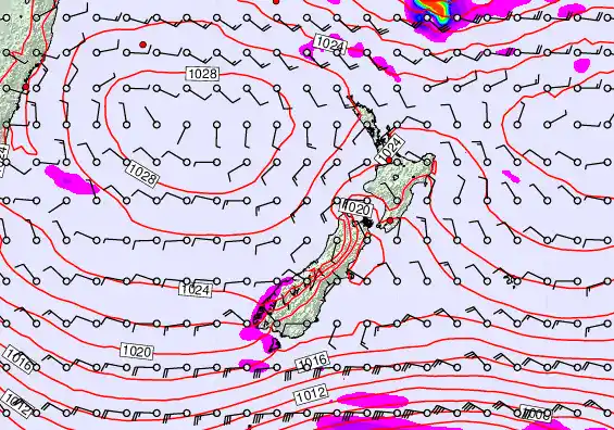 New Zealand forecast chart for Tuesday, April 28th, 2026 at 6:00 AM