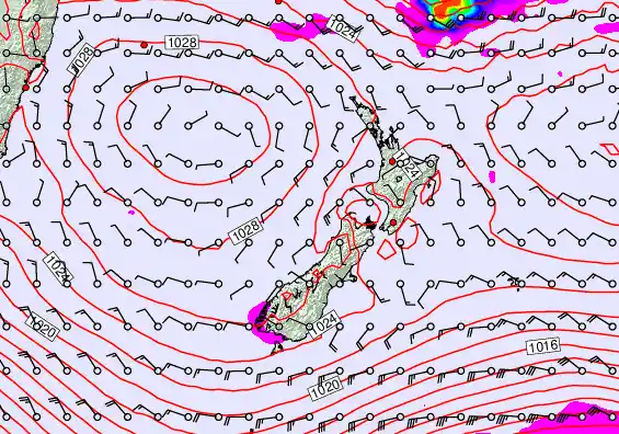 New Zealand forecast chart for Tuesday, April 28th, 2026 at 12:00 PM