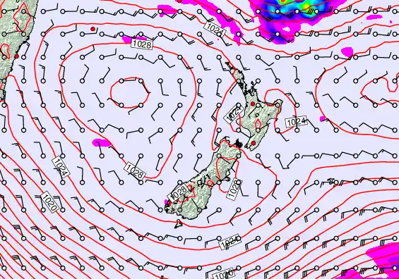 New Zealand forecast chart for Tuesday, April 28th, 2026 at 6:00 PM