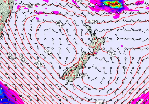 New Zealand forecast chart for Wednesday, April 29th, 2026 at 6:00 AM