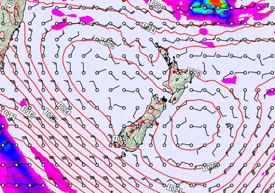 New Zealand forecast chart for Wednesday, April 29th, 2026 at 12:00 PM