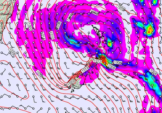 New Zealand forecast chart for Monday, April 20th, 2026 at 12:00 PM
