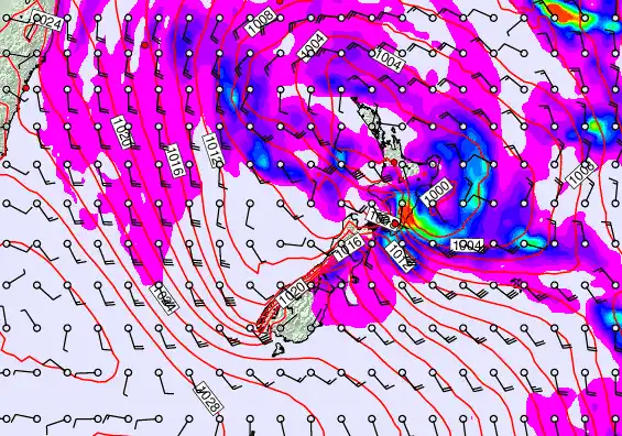 New Zealand forecast chart for Monday, April 20th, 2026 at 6:00 PM