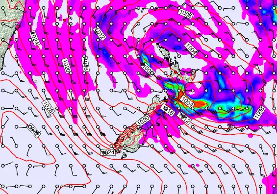 New Zealand forecast chart for Tuesday, April 21st, 2026 at 12:00 AM