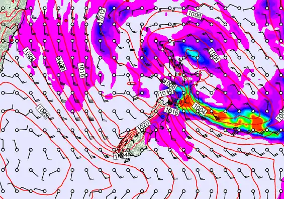 New Zealand forecast chart for Tuesday, April 21st, 2026 at 6:00 AM