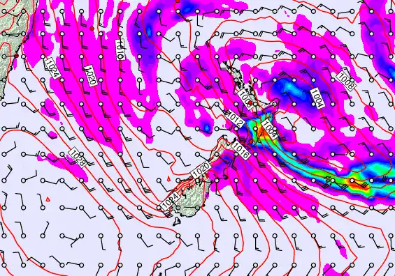 New Zealand forecast chart for Tuesday, April 21st, 2026 at 12:00 PM