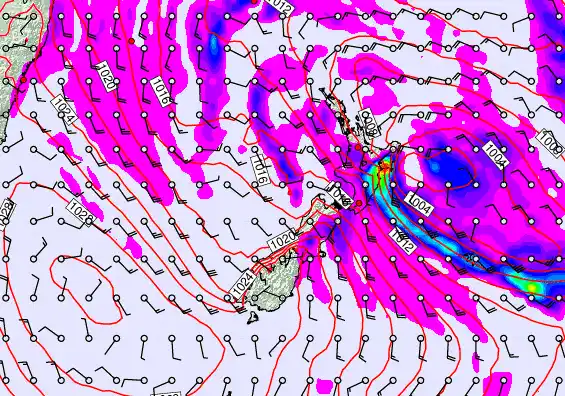 New Zealand forecast chart for Tuesday, April 21st, 2026 at 6:00 PM