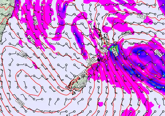 New Zealand forecast chart for Wednesday, April 22nd, 2026 at 12:00 AM