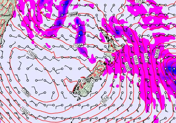 New Zealand forecast chart for Wednesday, April 22nd, 2026 at 12:00 PM