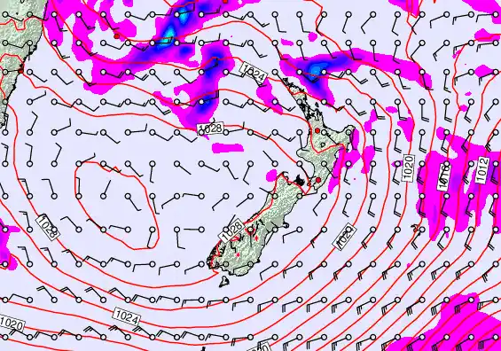 New Zealand forecast chart for Thursday, April 23rd, 2026 at 12:00 AM