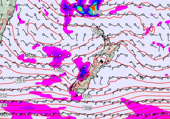New Zealand forecast chart for Sunday, April 26th, 2026 at 12:00 AM