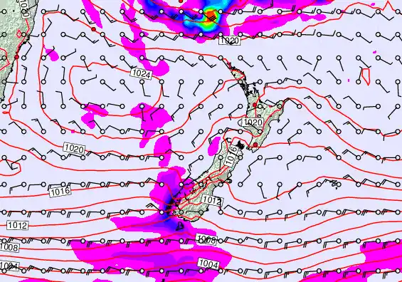 New Zealand forecast chart for Sunday, April 26th, 2026 at 6:00 AM