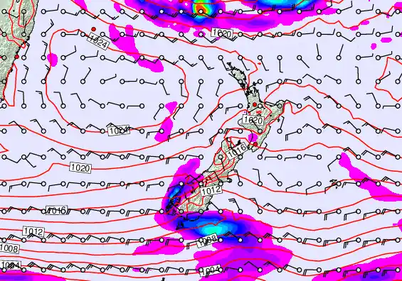New Zealand forecast chart for Sunday, April 26th, 2026 at 12:00 PM