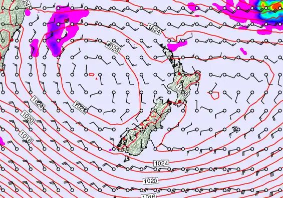 New Zealand forecast chart for Tuesday, April 28th, 2026 at 12:00 PM