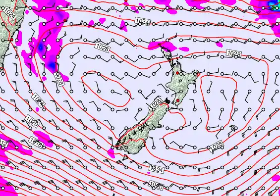 New Zealand forecast chart for Wednesday, April 29th, 2026 at 12:00 AM