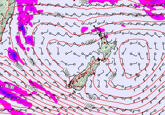 New Zealand forecast chart for Wednesday, April 29th, 2026 at 6:00 AM