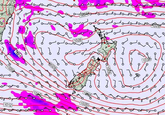 New Zealand forecast chart for Wednesday, April 29th, 2026 at 12:00 PM