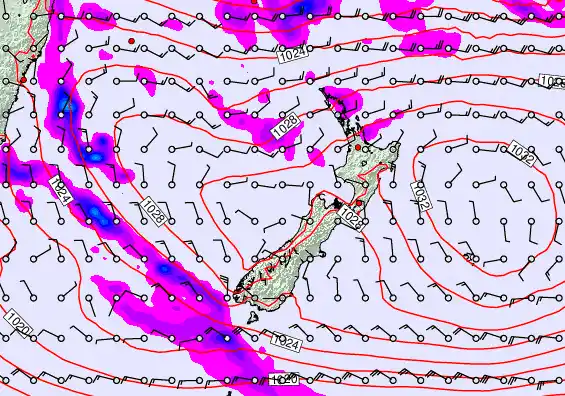 New Zealand forecast chart for Thursday, April 30th, 2026 at 12:00 AM