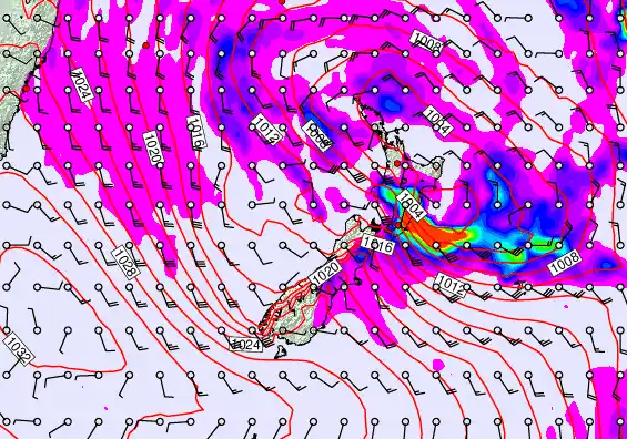 New Zealand forecast chart for Tuesday, April 21st, 2026 at 12:00 AM