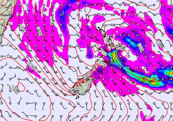 New Zealand forecast chart for Tuesday, April 21st, 2026 at 12:00 PM
