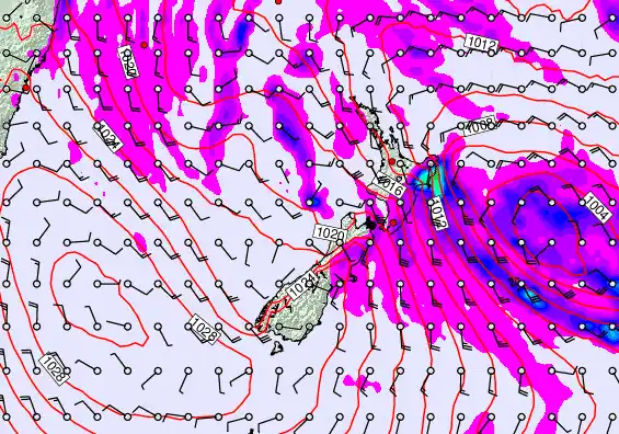 New Zealand forecast chart for Wednesday, April 22nd, 2026 at 12:00 AM