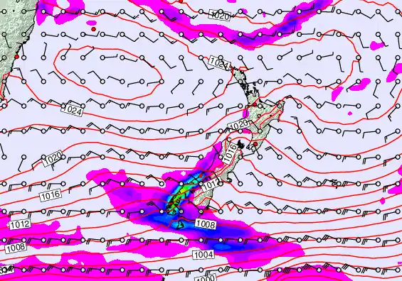 New Zealand forecast chart for Sunday, April 26th, 2026 at 12:00 AM