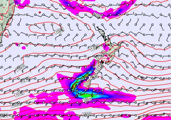 New Zealand forecast chart for Sunday, April 26th, 2026 at 6:00 AM