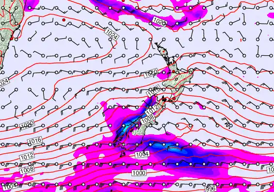 New Zealand forecast chart for Sunday, April 26th, 2026 at 12:00 PM