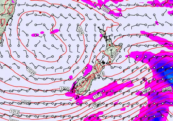 New Zealand forecast chart for Monday, April 27th, 2026 at 12:00 PM