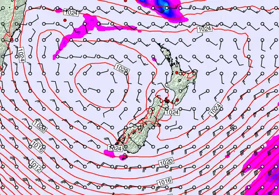 New Zealand forecast chart for Tuesday, April 28th, 2026 at 6:00 AM