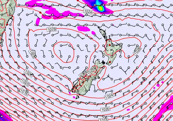 New Zealand forecast chart for Tuesday, April 28th, 2026 at 12:00 PM
