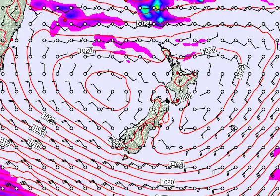 New Zealand forecast chart for Tuesday, April 28th, 2026 at 6:00 PM